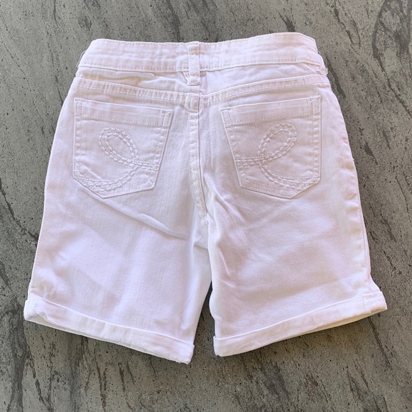 Girl's Solid White Denim Shorts Bermuda Midi Rise - Picture 2 of 3
